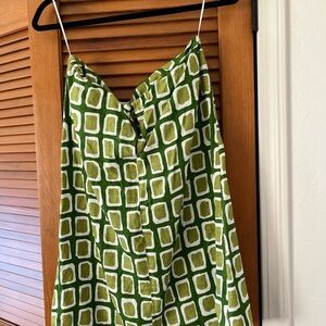 Reformation Green and White Mini Dress